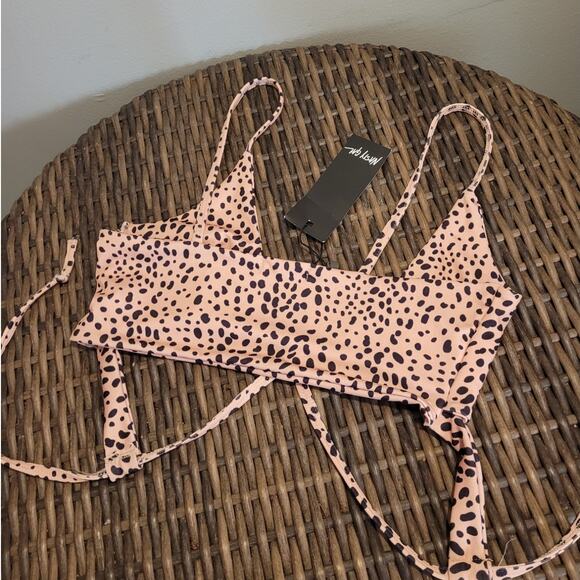 NWT Nasty Gal Animal Print String Bikini Top 6 Triangle Bralette Minimalist Y2K - Picture 2 of 9